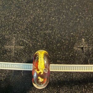 Authentic LAA Trollbeads Purple/Black & Gold Sterling Silver Charm Bead #2